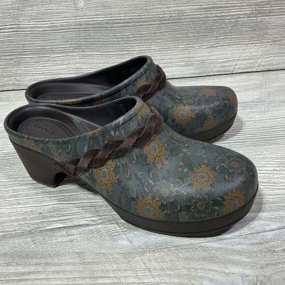 CROCS Shoes - CROCS Womens Sarah Crosslite Floral Dual Comfort Heel Clogs Mules 203764 Size 8